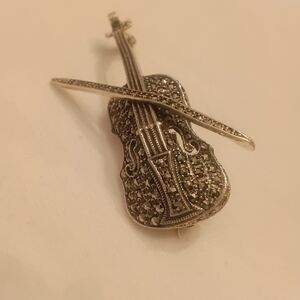 Vintage Silver Sterling Brooch Marcasite